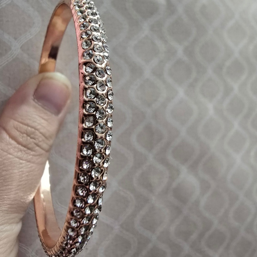 Anne Klein Gold toned bracelet bangle with rhinestones very pretty Fits Size 6
